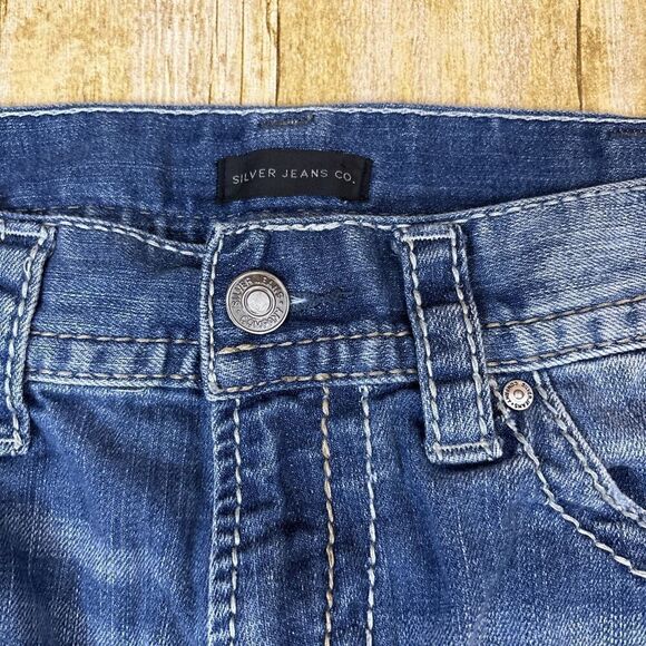 Silver Zac Jeans Relaxed Fit Straight Mens Thick Stitch Jeans Size 33 (34X30) - Picture 11 of 14